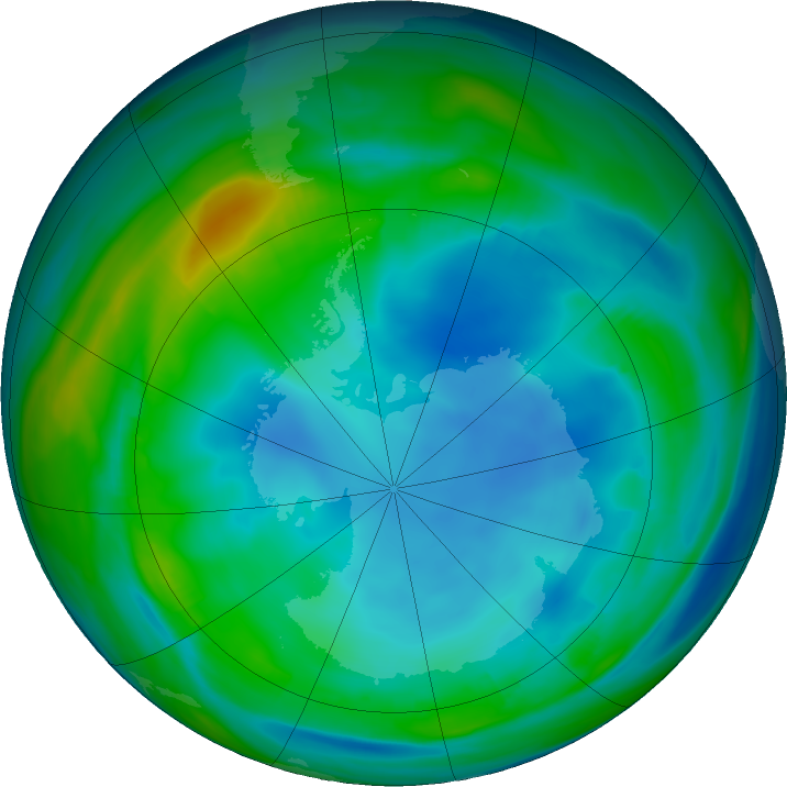 Antarctic ozone map for 19 July 2022